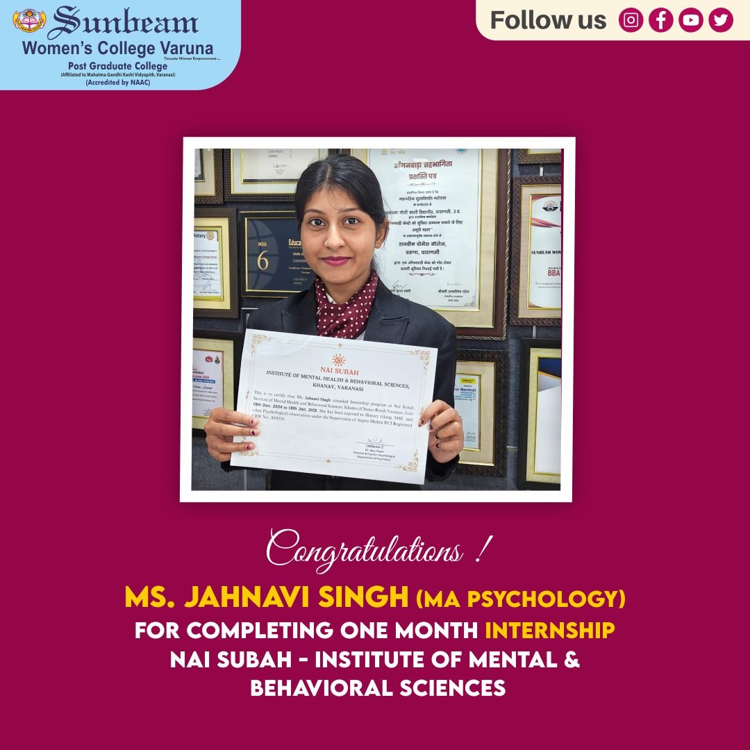 Academic excellence recognition — Sunbeam Women's College Varuna